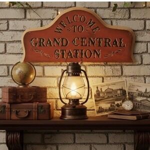 Vintage Grand Central Station Wooden Sign
